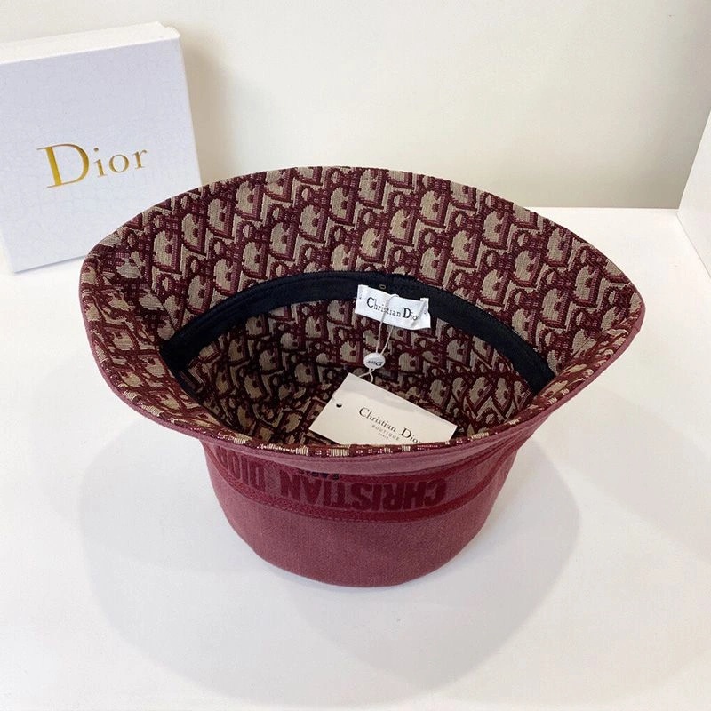 Christian Dior Bucket Hat Oblique Motif Denim Burgundy - Image 3