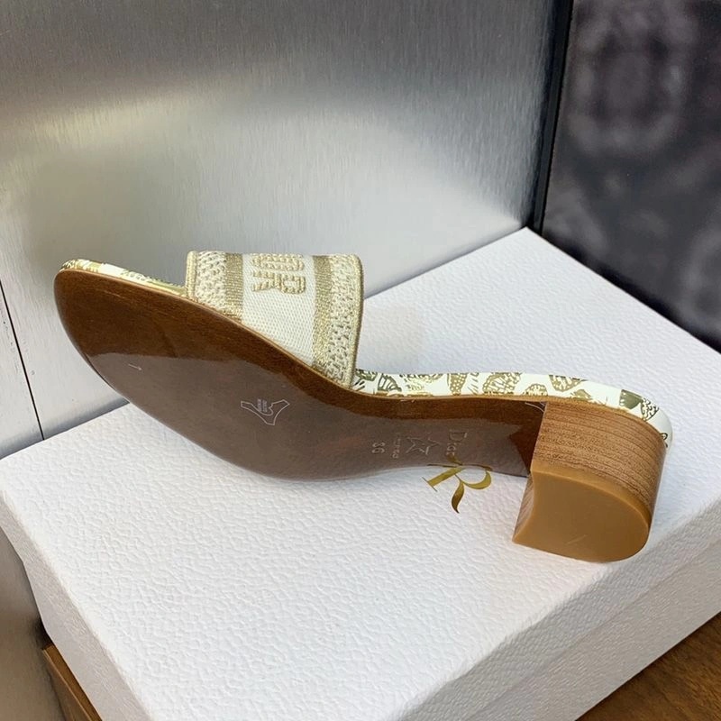 Christian Dior Dway Slides Women Gradient Butterflies Motif Canvas White - Image 5