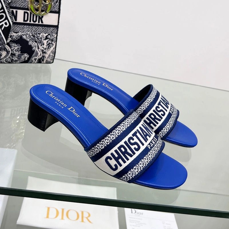 Christian Dior Dway Slides Women Canvas Bright Blue - Image 3