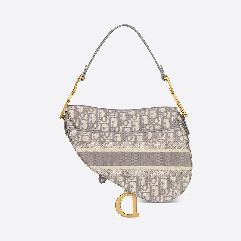 Christian Dior Saddle Bag Oblique Motif Canvas Grey - Image 3