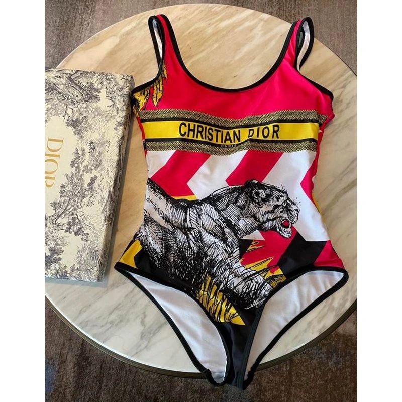 Christian Dior Swimsuit Women D-Jungle Pop Motif Lycra Red - Image 3