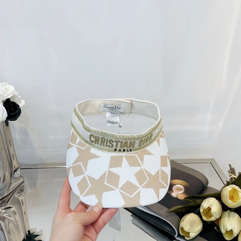 Christian Dior Visor Etoile Motif Cotton Khaki