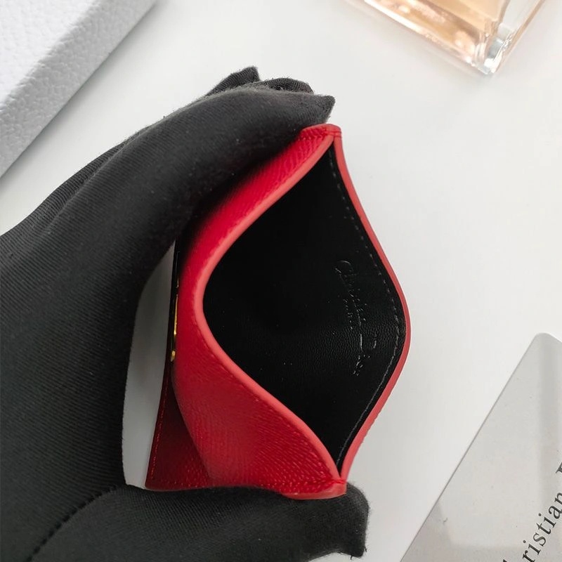 Dior 30 Montaigne Card Holder Grained Calfskin Red - Image 3