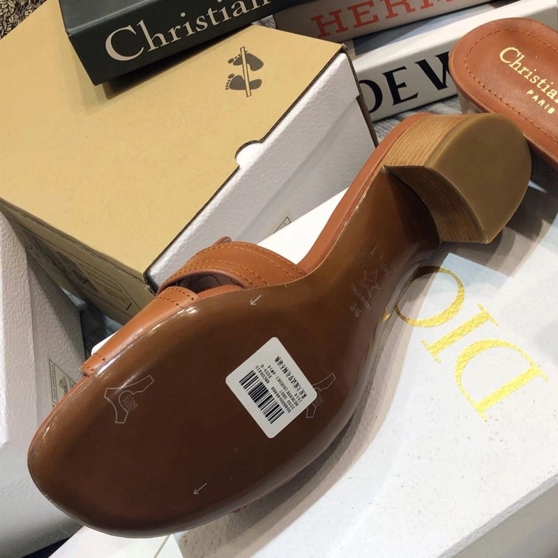 Dior 30 Montaigne Slides Women Calfskin Brown - Image 5