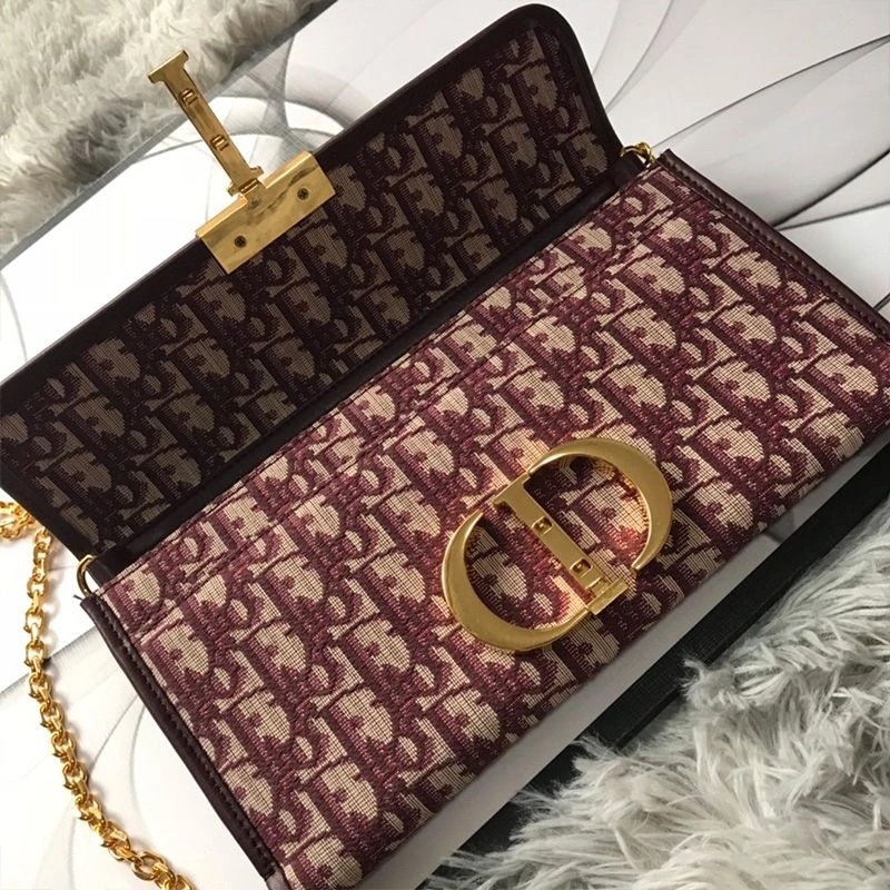 Dior 30 Montaigne Pouch Oblique Motif Canvas Burgundy - Image 3