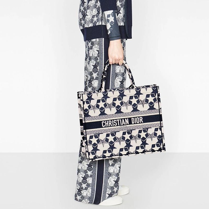 Dior Book Tote Etoile Motif Canvas Blue White - Image 5