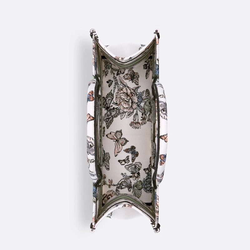 Dior Book Tote Toile de Jouy Mexico Motif Canvas White Green - Image 4