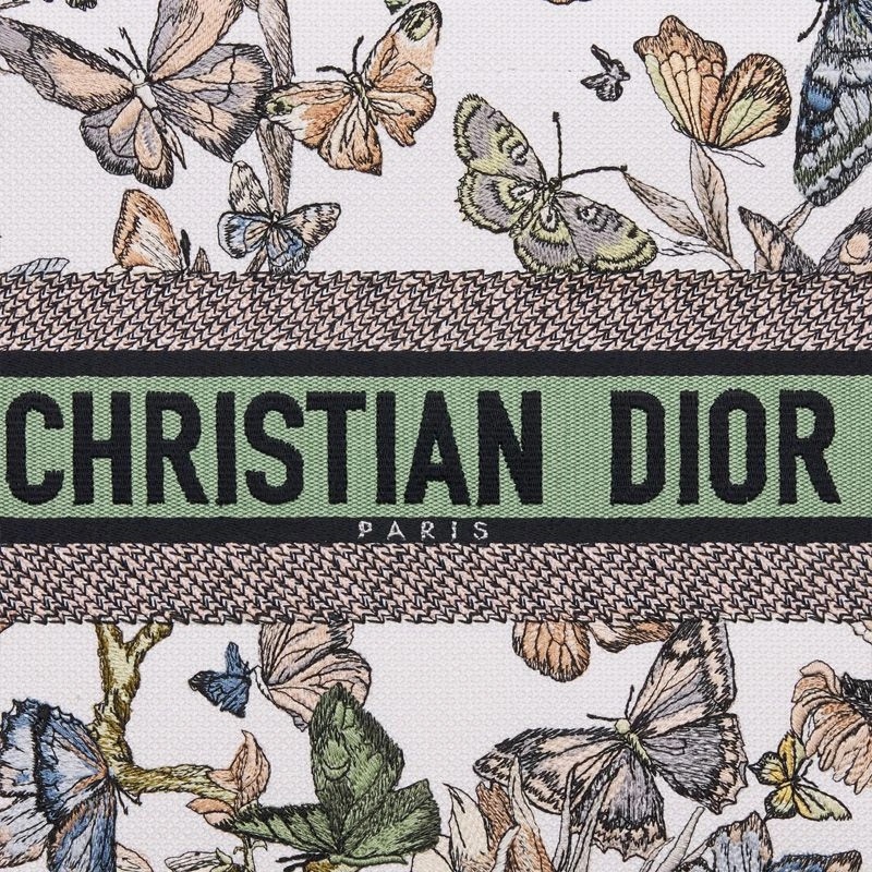 Dior Book Tote Toile de Jouy Mexico Motif Canvas White Green - Image 5