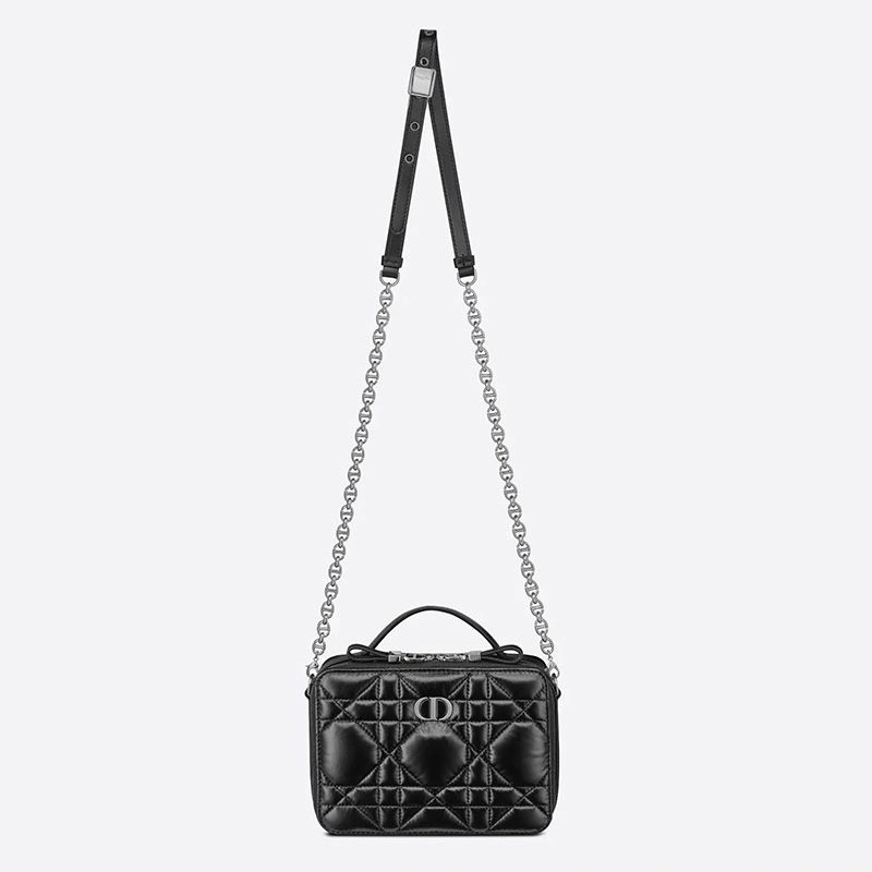 Dior Caro Box Bag with Chain Cannage Calfskin Black - Image 4