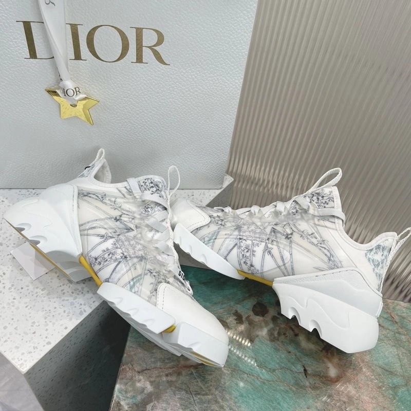 Dior D-Connect Sneakers Women Reve d'Infini Motif Technical Fabric White Blue - Image 4