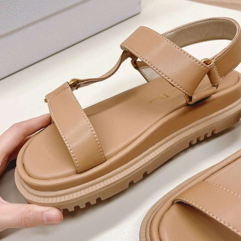 Dior D-Wave Sandals Women Calfskin Brown - Image 3