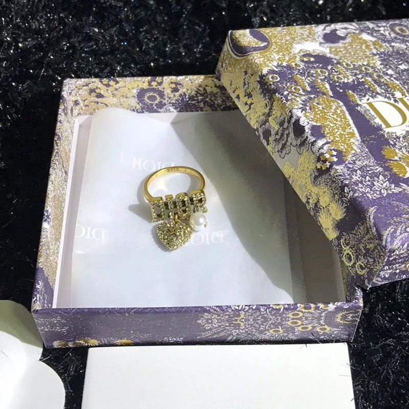 Diorevolution Ring Metal and White Crystals with Resin Pearls Gold - Image 4