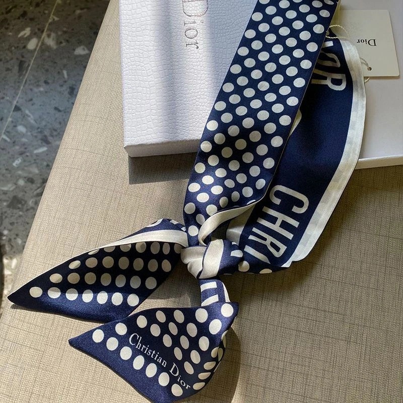 Dior Mitzah Twill Dots Motif Silk Blue - Image 3