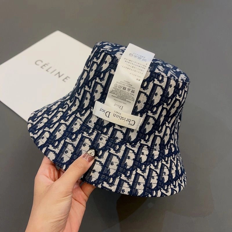 Dior Reversible Bucket Hat Teddy Oblique Motif Cotton Blue - Image 4