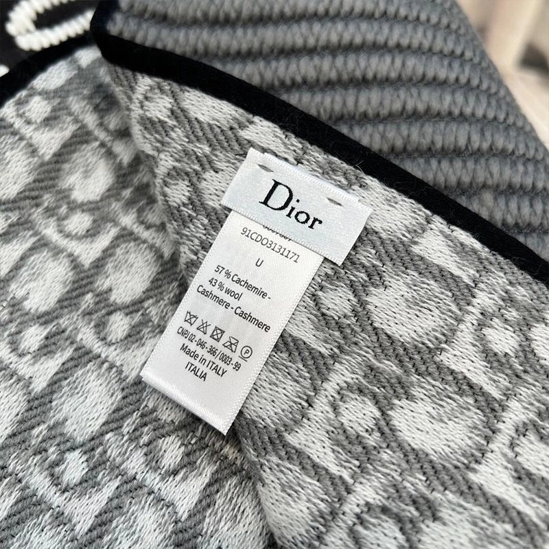 Dior Reversible Scarf University Oblique Motif Silk and Wool Grey - Image 4