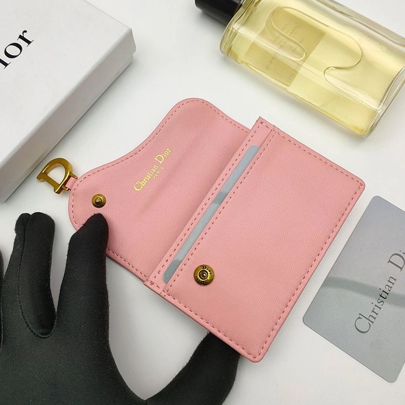 Dior Saddle Flap Card Holder Goatskin Pink - Image 4