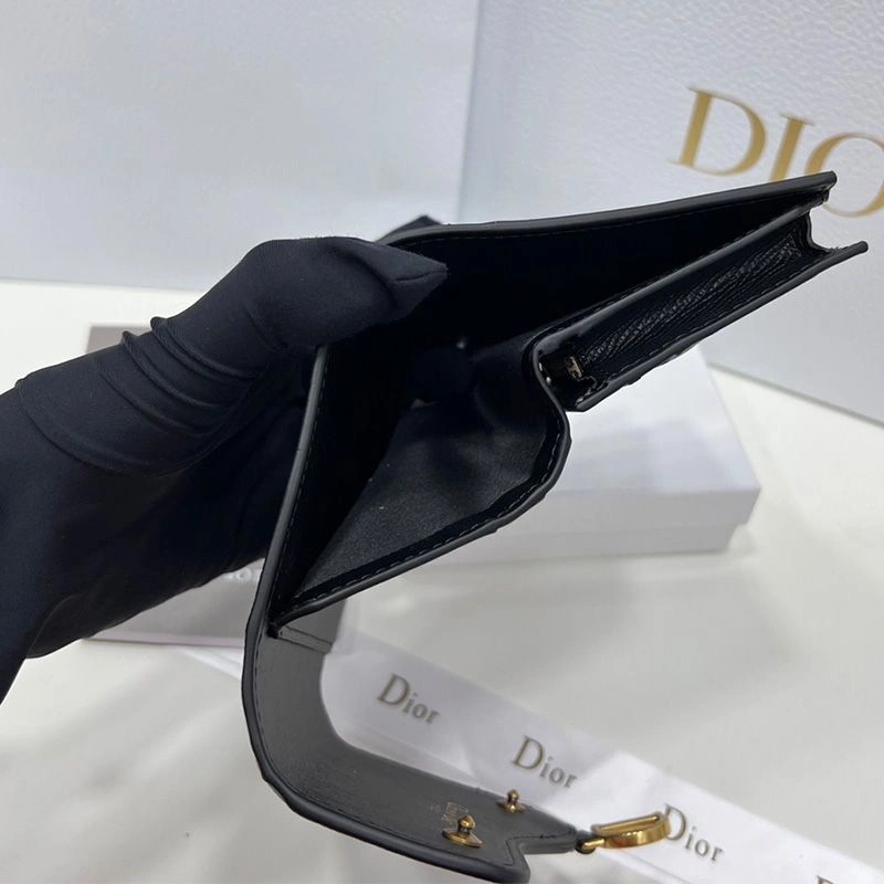 Dior Saddle Three-Fold Card Holder Grained Calfskin Black - Image 4