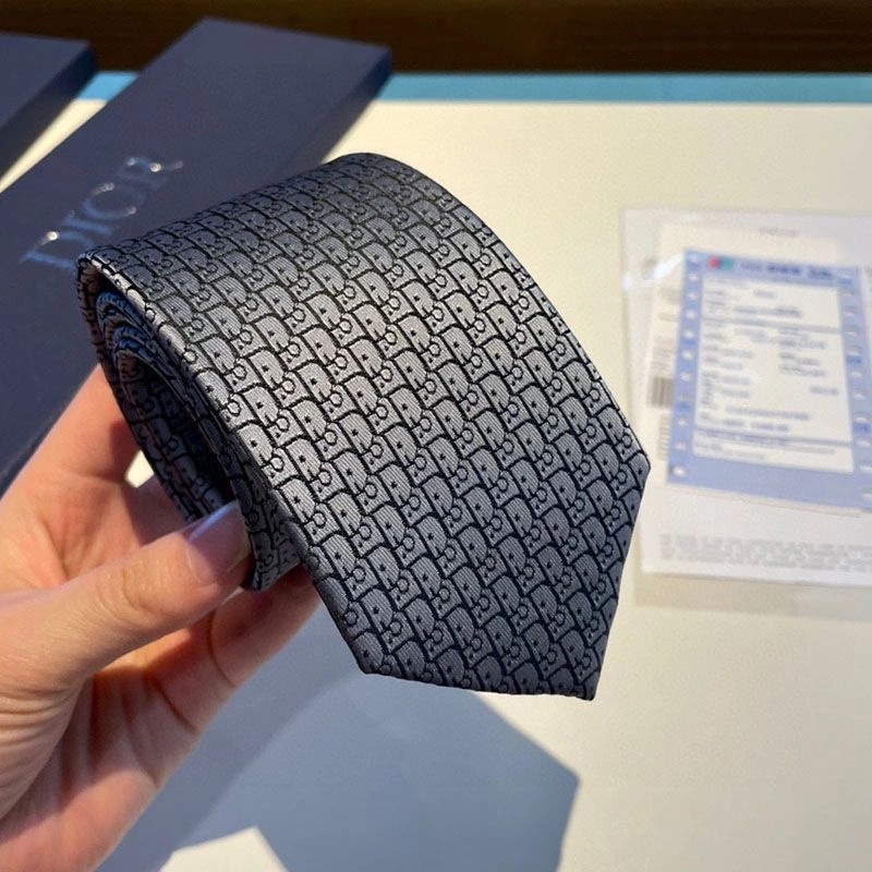 Dior Tie Oblique Motif Silk Grey - Image 4