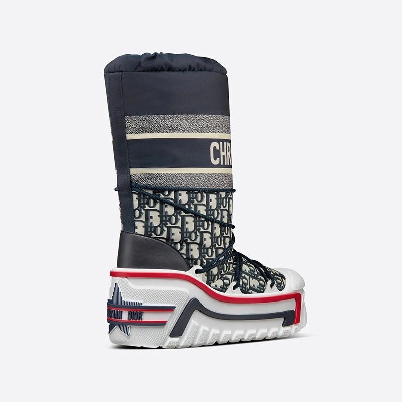 DiorAlps Snow Boots Women Oblique Shiny Nylon Blue - Image 3