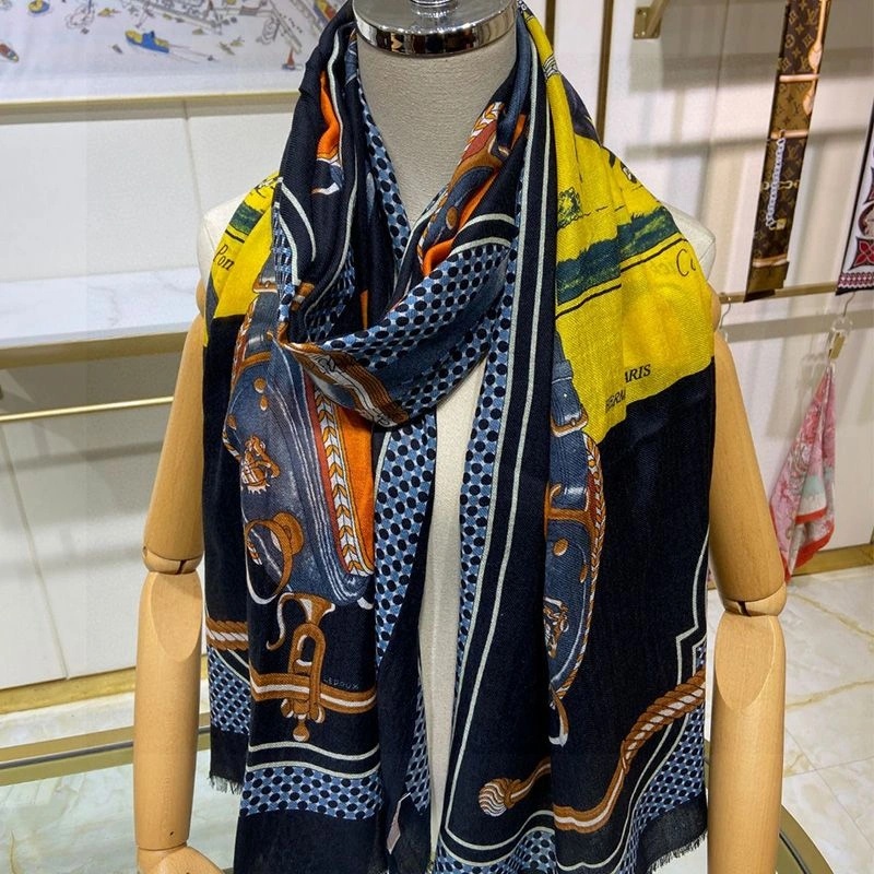 Hermes Carrick A Pompe Scarf In Black - Image 3