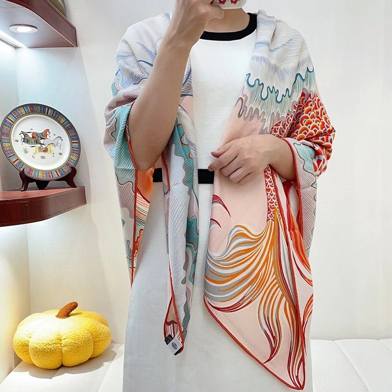 Hermes Cheval Sirene Double Face Shawl 140 In Sky Blue - Image 3