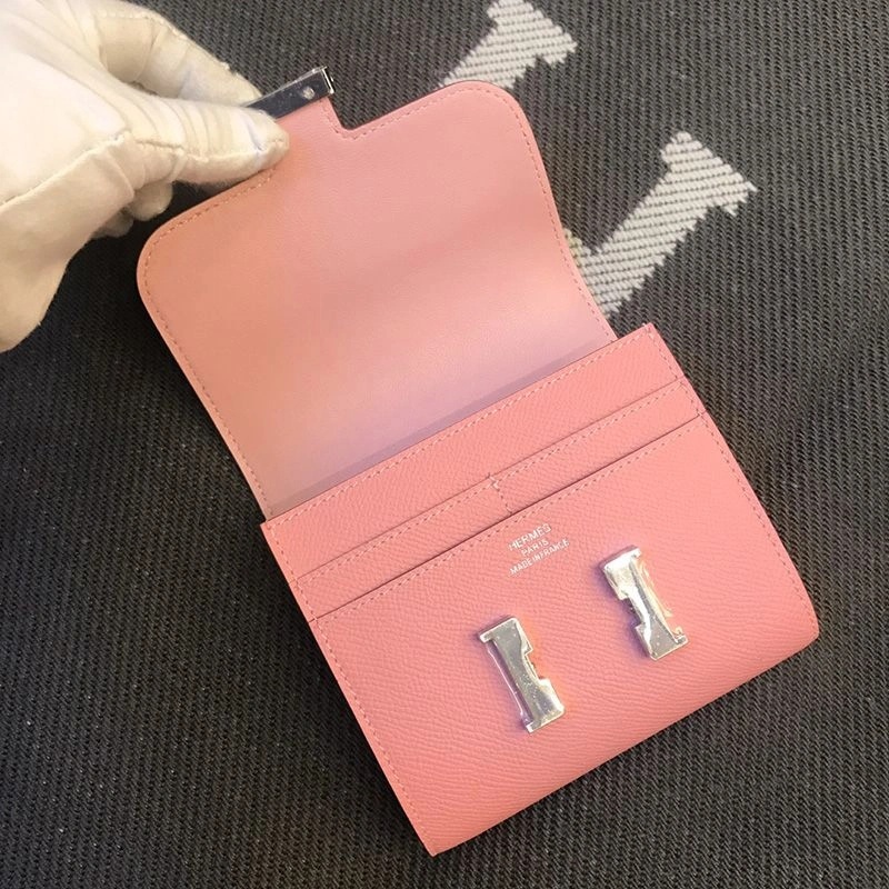 Hermes Constance Compact Wallet Epsom Leather Palladium Hardware In Pink - Image 3