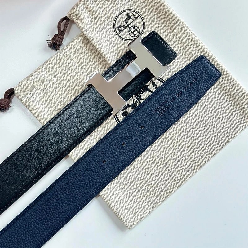Hermes Constance H 38 Reversible Belt Leather In Blue Black - Image 4