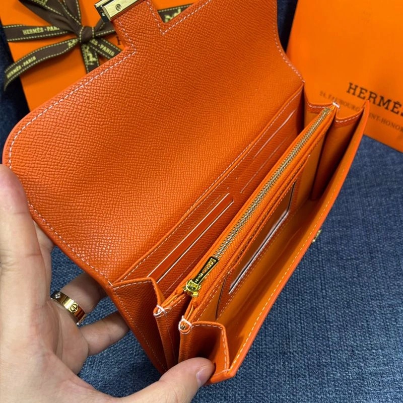 Hermes Constance Wallet Epsom Leather Gold Hardware In Orange - Image 4