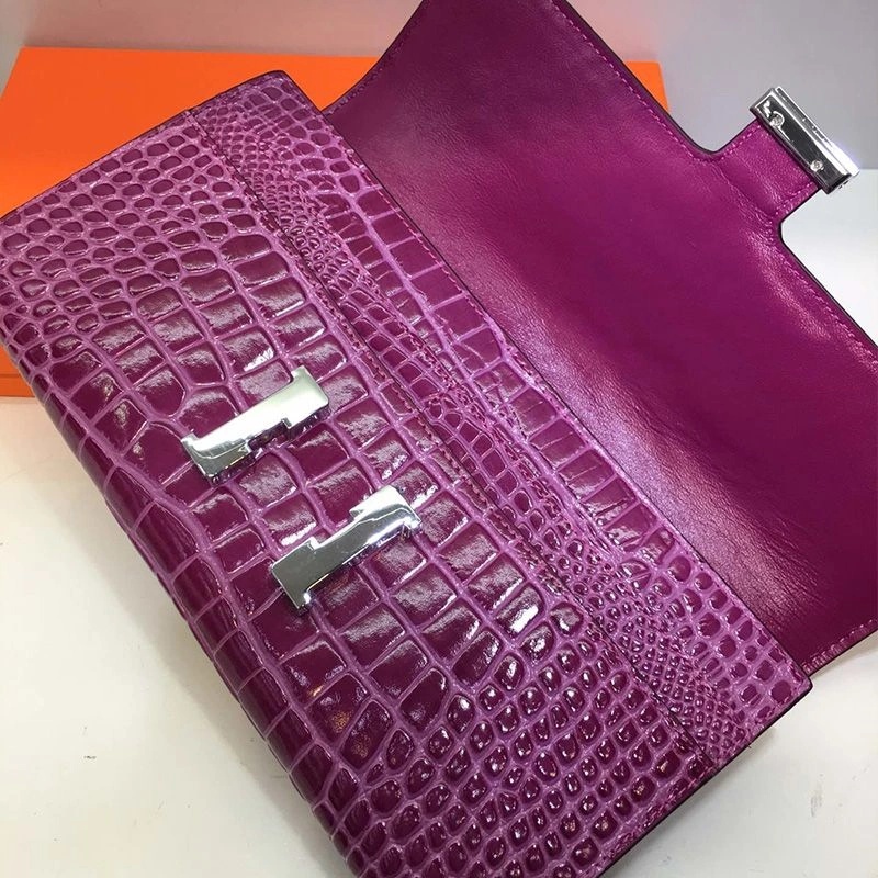 Hermes Constance Wallet Alligator Leather Palladium Hardware In Purple - Image 3