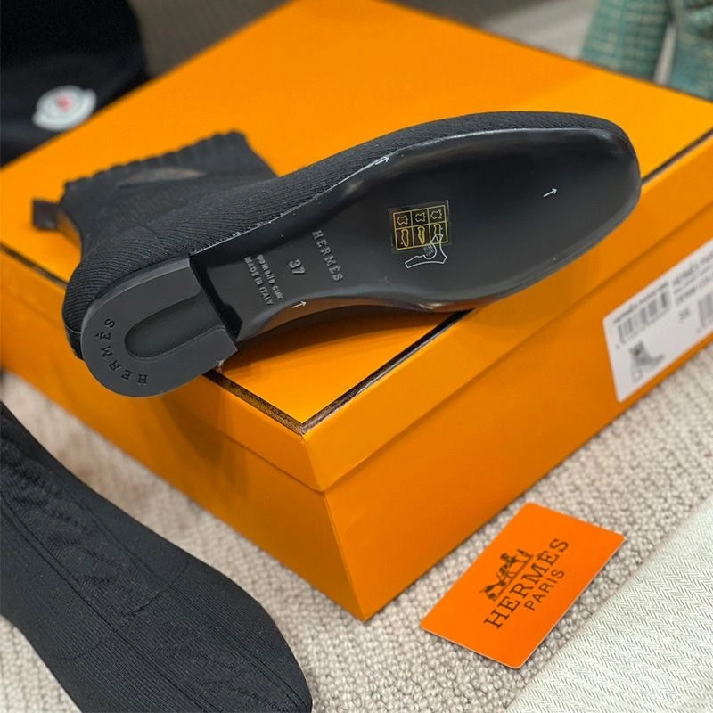 Hermes Duo Ankle Boots Women Knit In Black - Image 4
