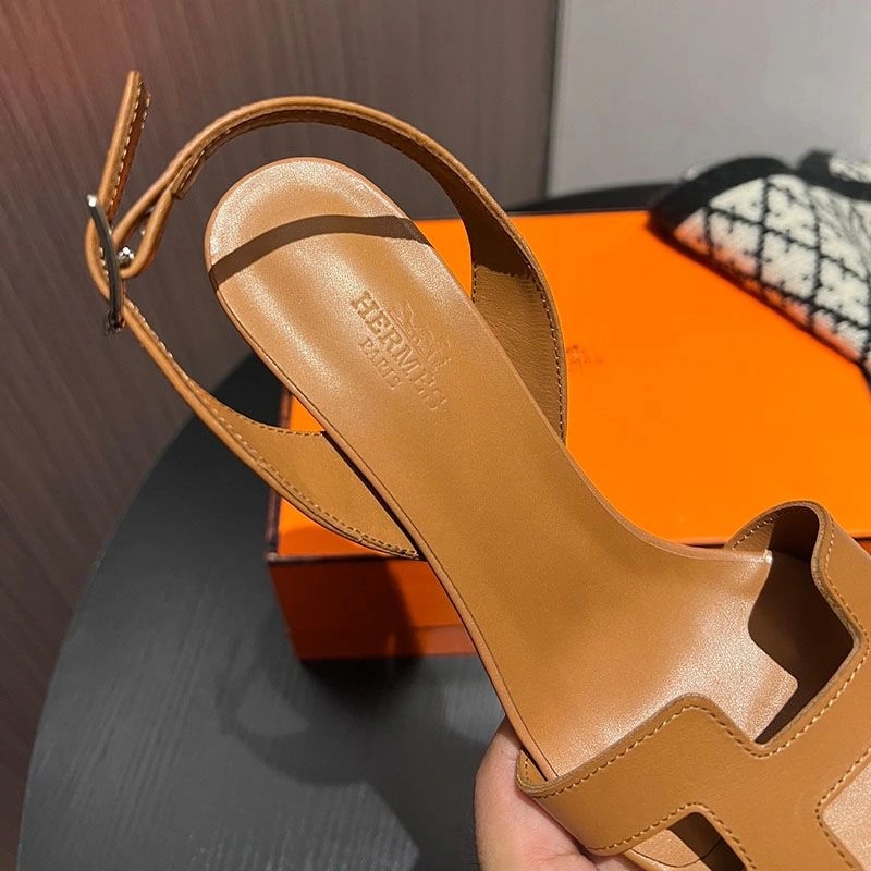 Hermes Eternite 95 Slingback Sandals Women Calfskin In Brown - Image 4