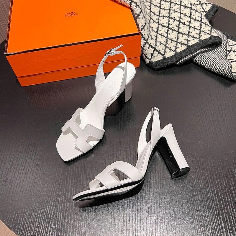 Hermes Eternite 95 Slingback Sandals Women Calfskin In White - Image 3