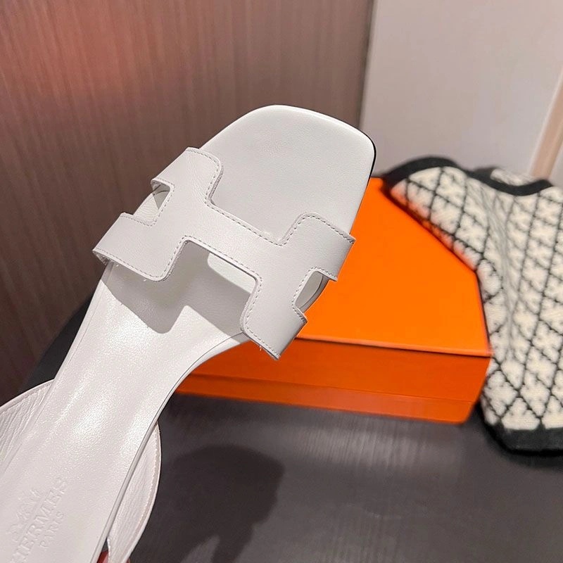 Hermes Eternite 95 Slingback Sandals Women Calfskin In White - Image 4