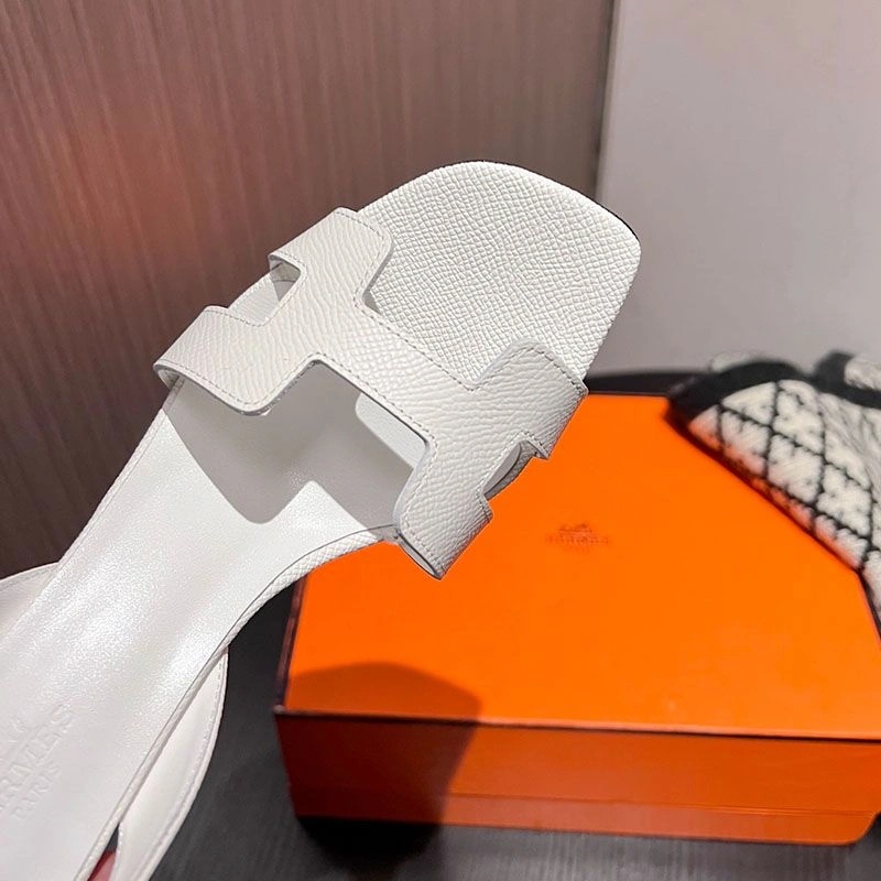 Hermes Eternite 95 Slingback Sandals Women Grained Calfskin In White - Image 4