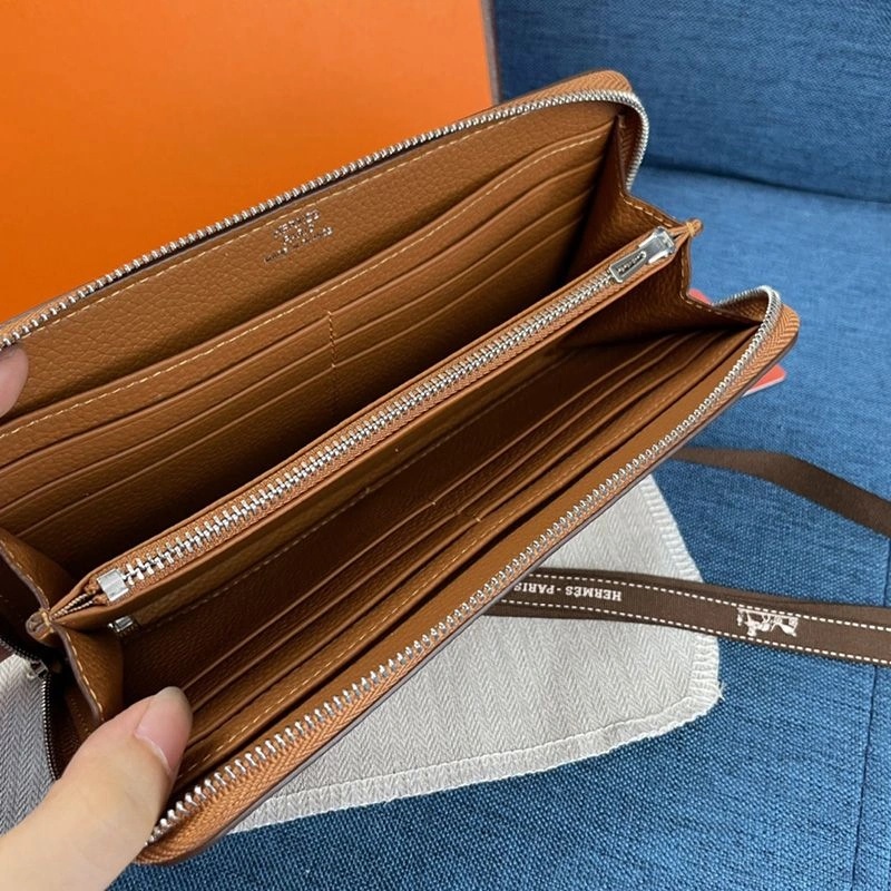 Hermes Evelyne Wallet Togo Leather Palladium Hardware In Brown - Image 4