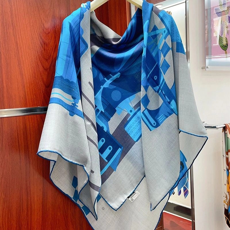 Hermes First & Chic Shawl 140 In Blue - Image 3