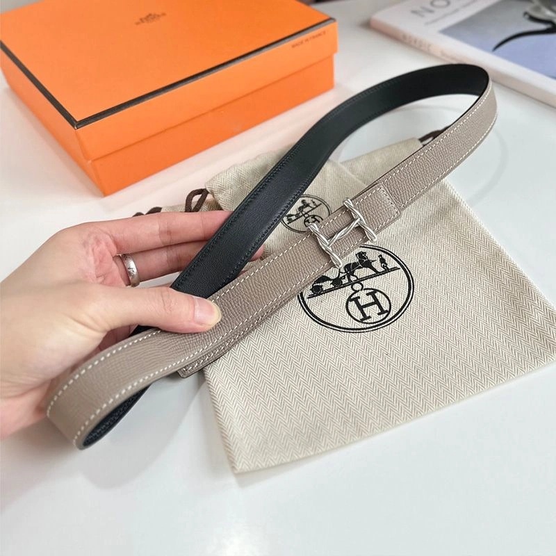 Hermes H Torsade 24 Reversible Belt Leather In Black Grey - Image 3