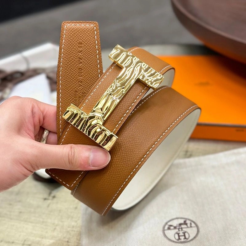 Hermes Quizz H20 Belt Reversible Leather In White Brown - Image 3