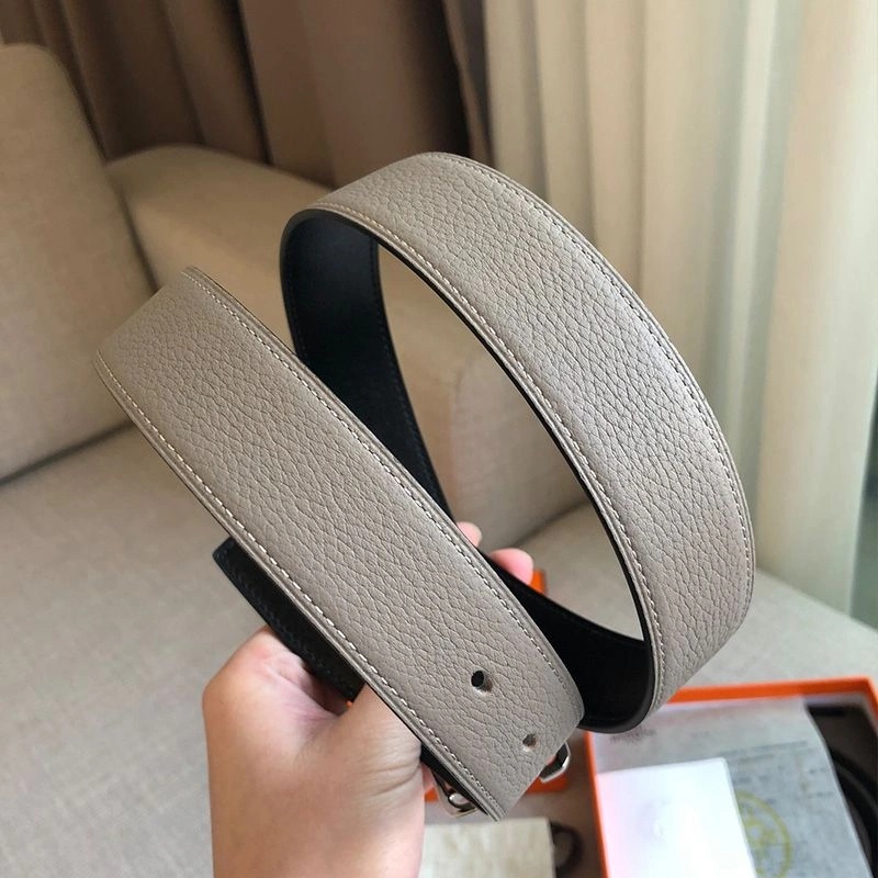 Hermes Society Buckle 32MM Reversible Belt Togo Leather In Grey - Image 3