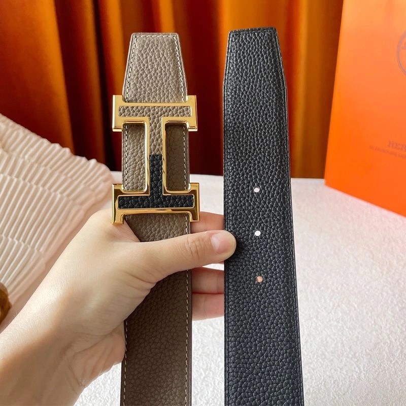 Hermes Two Color H 38 Reversible Belt Leather In Beige Black - Image 3
