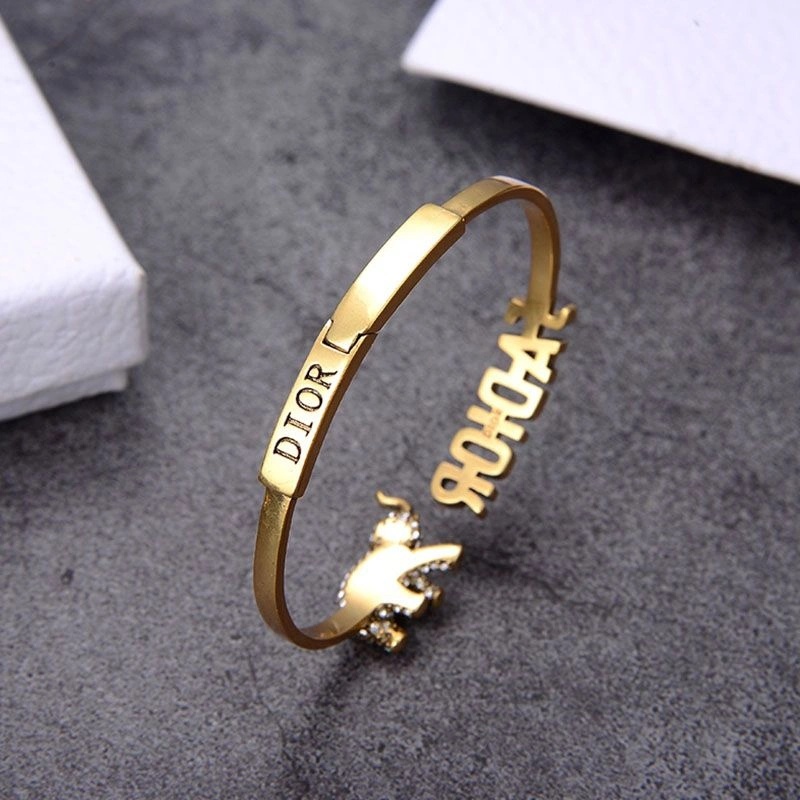 J'Adior Cuff Bracelet Antique Metal and White Crystals Gold - Image 4