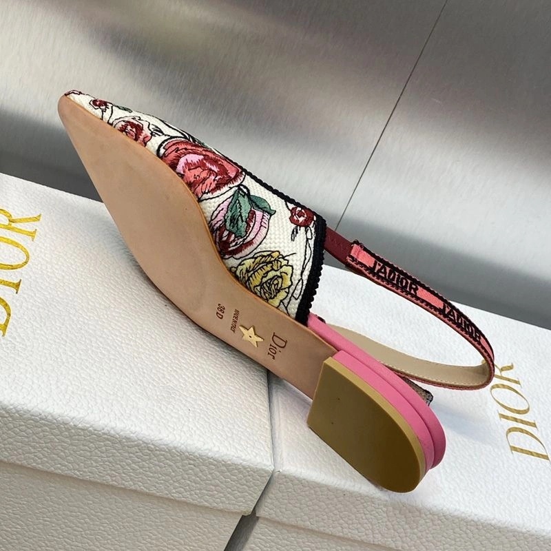 J'Adior Slingback Pumps Women Florilegio Motif Canvas White Pink - Image 7