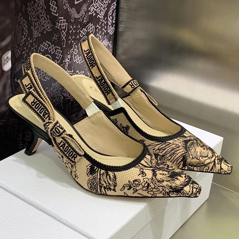 J'Adior Slingback Pumps Women Jardin d'Hiver Motif Canvas Beige - Image 4