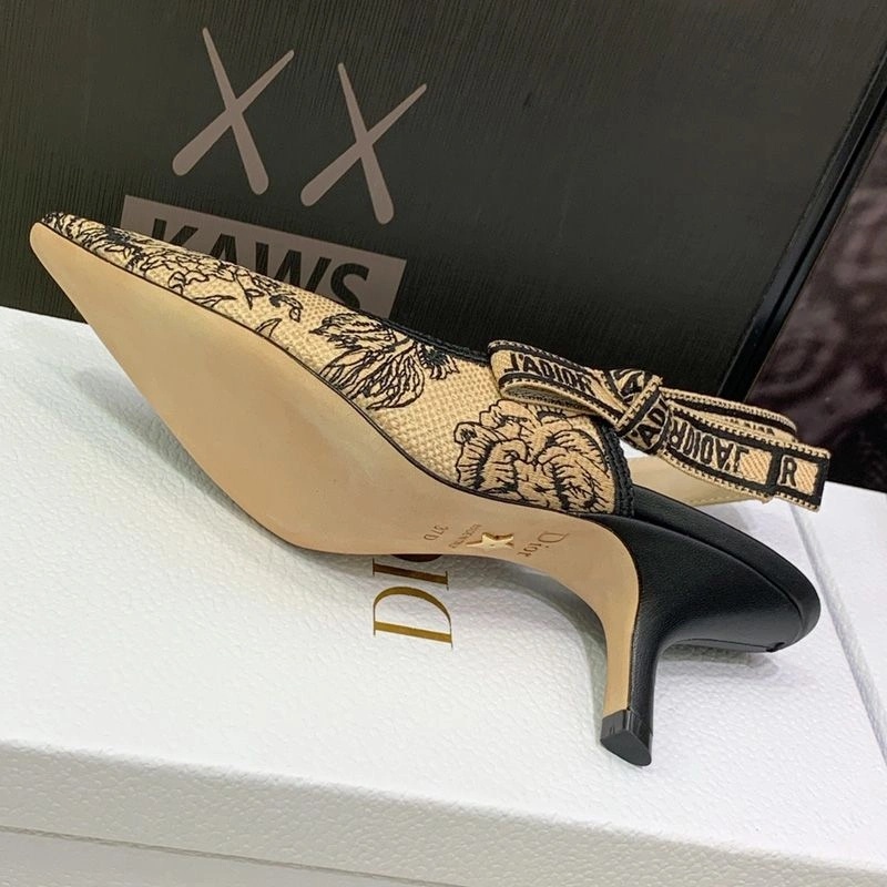 J'Adior Slingback Pumps Women Jardin d'Hiver Motif Canvas Beige - Image 5
