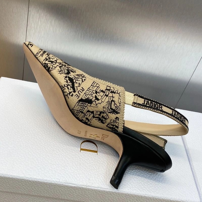 J'Adior Slingback Pumps Women Plan de Paris Motif Canvas Beige - Image 5
