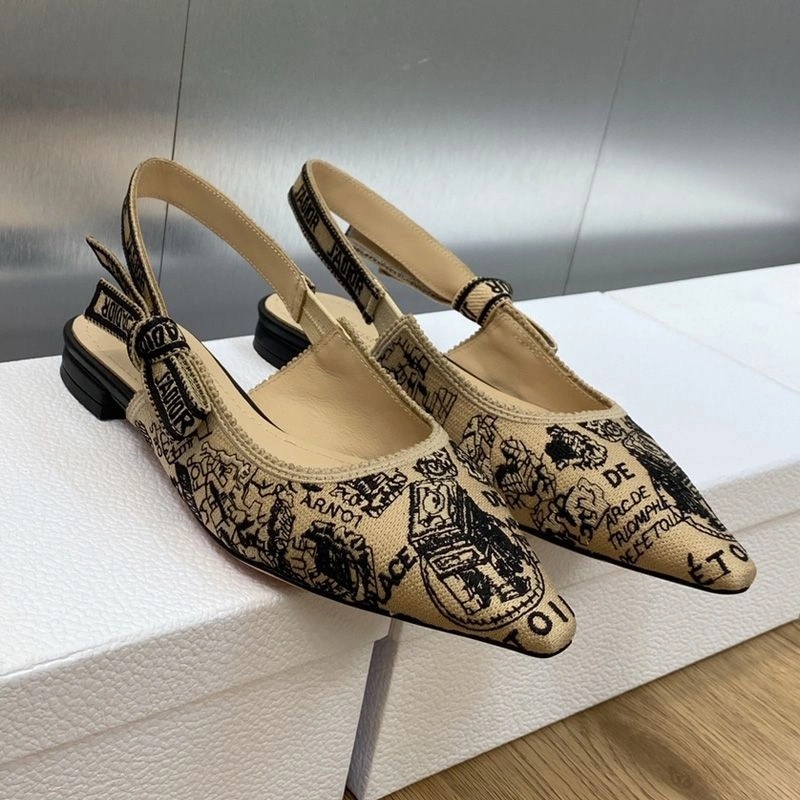 J'Adior Slingback Pumps Women Plan de Paris Motif Canvas Beige - Image 6