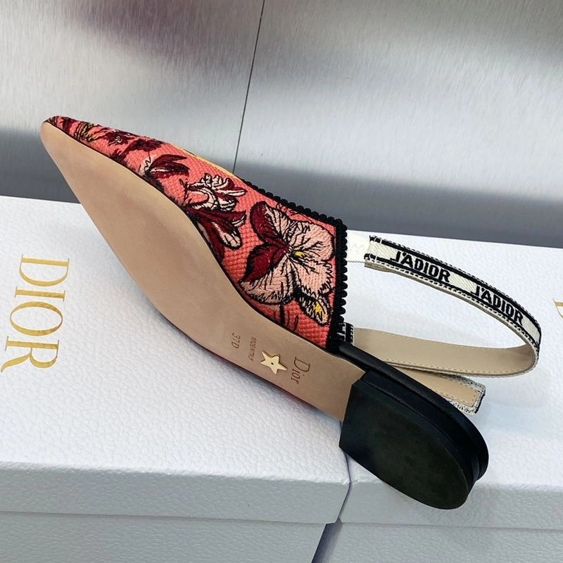 J'Adior Slingback Pumps Women Toile de Jouy Voyage Motif Canvas Pink - Image 7