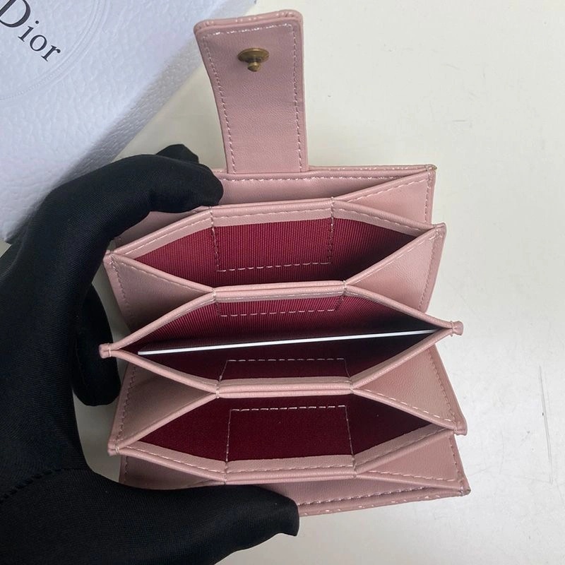 Lady Dior Card Holder Cannage Calfskin Pink - Image 4