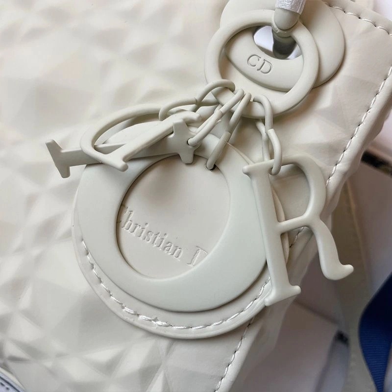Mini Lady Dior Bag Ultramatte Frosted Cannage Calfskin White - Image 5