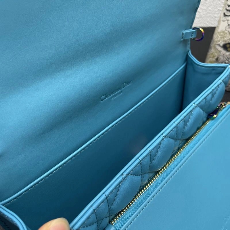 Lady Dior Pouch Emblematic Cannage Lambskin Blue - Image 5